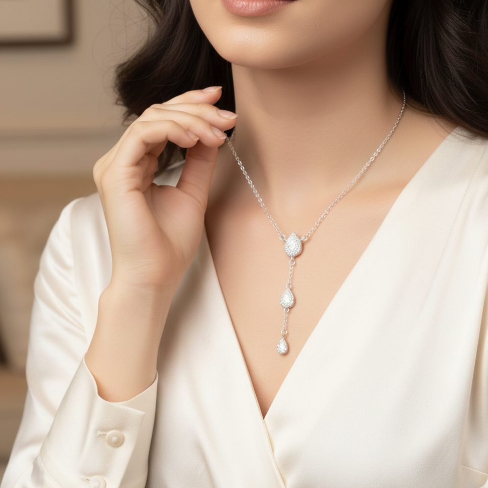 Grace Drop Silver Pendant Necklace