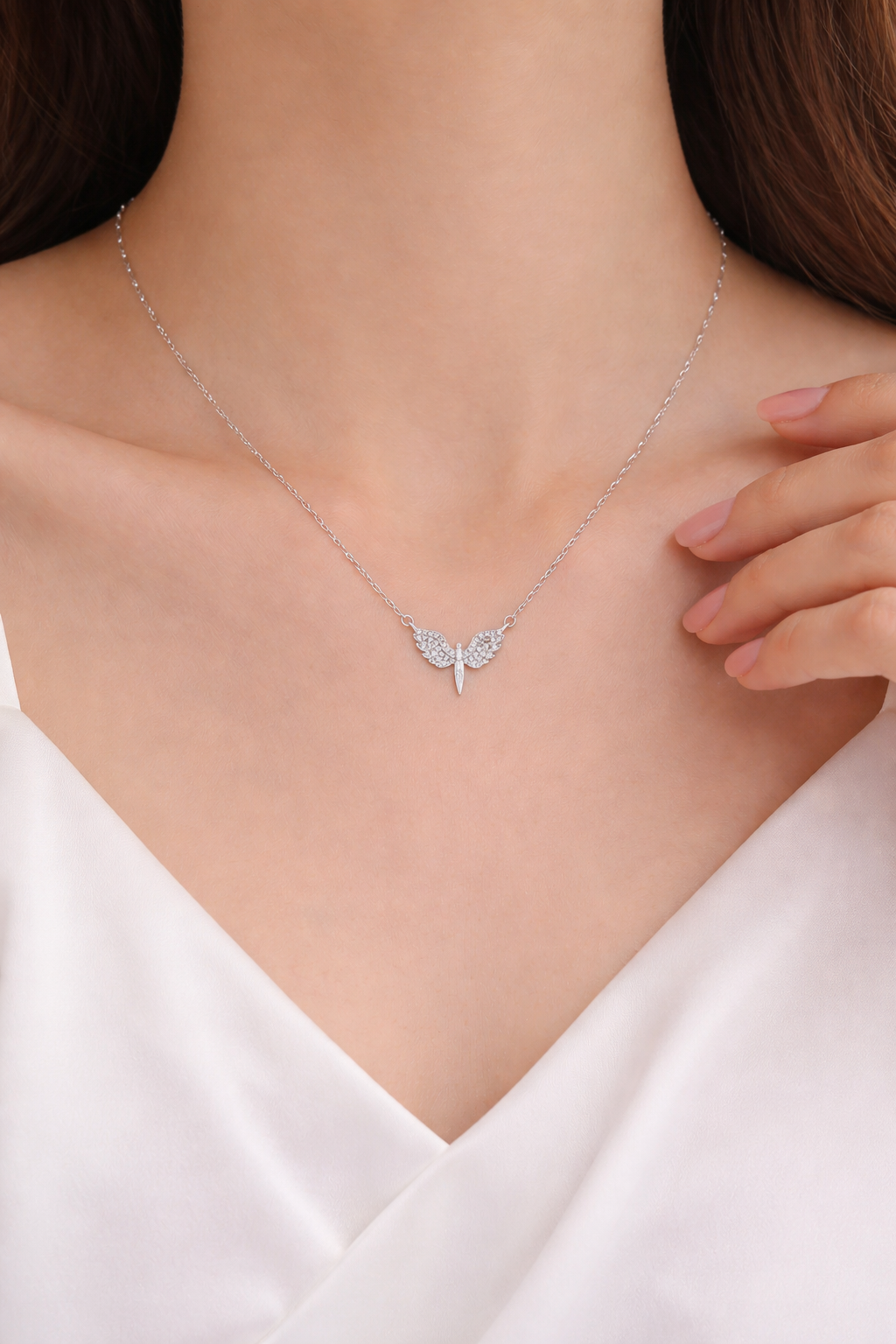 Celestial Wings Silver Necklac