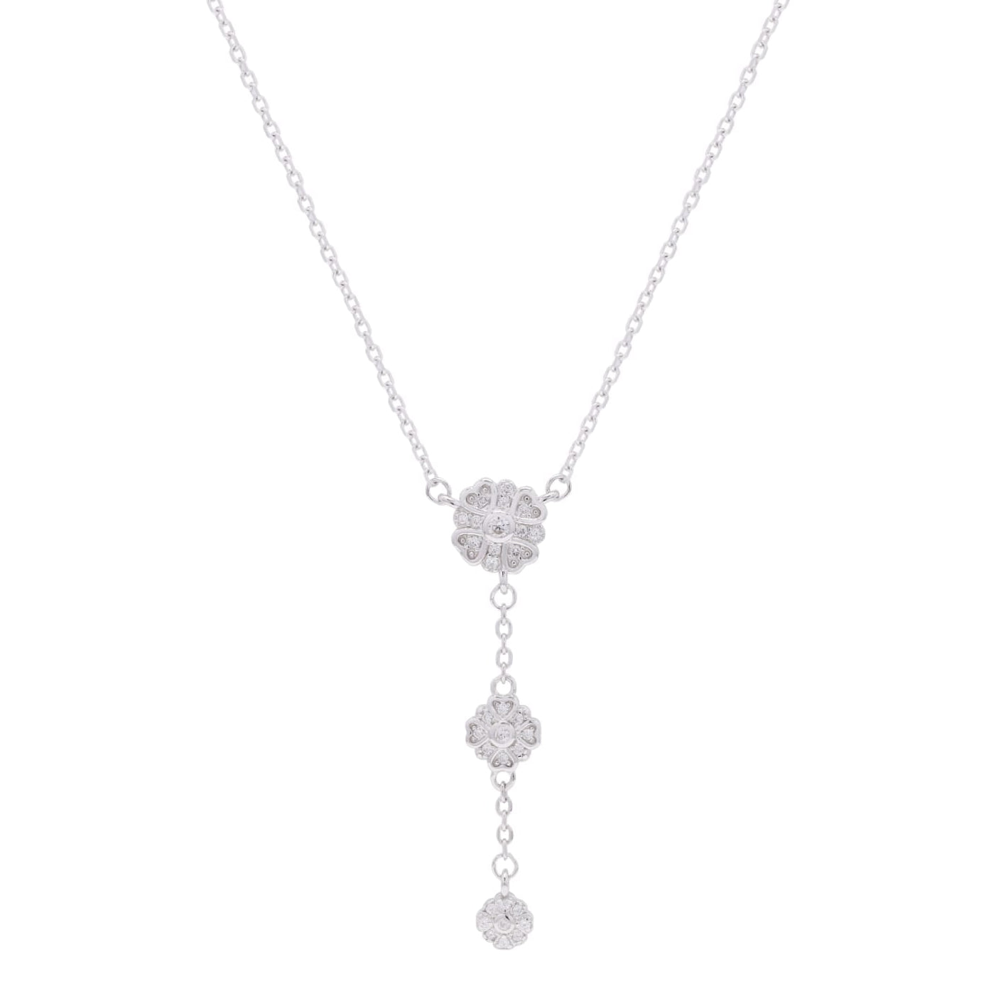 Elegant Bloom Silver Drop Necklace